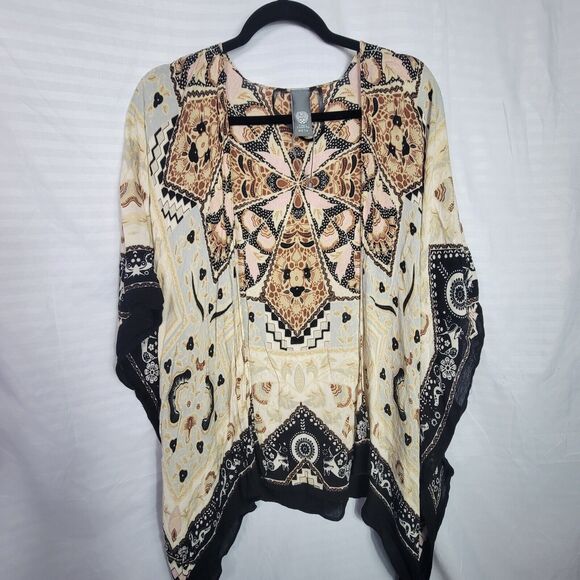 Vince Camuto Tasseled Casual Kimono Beach Swim Cover Up Women One Sz Boho Print - Picture 2 of 11